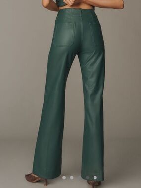 Anthropologie COLETTE Faux-Leather Full-Length Pants NEW Teal Green 27